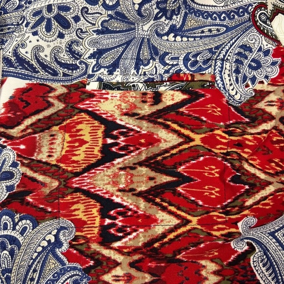 Christopher & Banks Red Blue Mandarin Collar Blouse - Picture 10 of 10